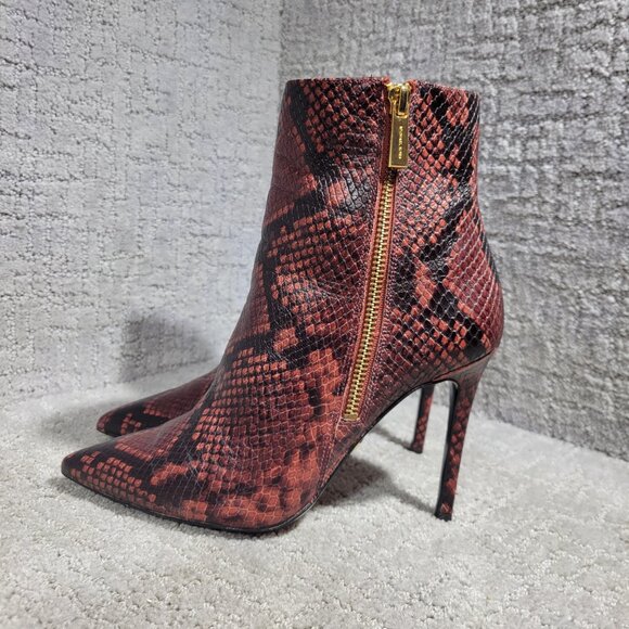 Michael Kors Keke Women's Size 7M Red Snakeskin Pointed Stiletto Ankle Boots - Picture 1 of 9